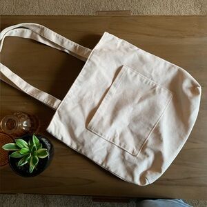 Elegant Cream Corduroy Tote Bag with Zip Closure